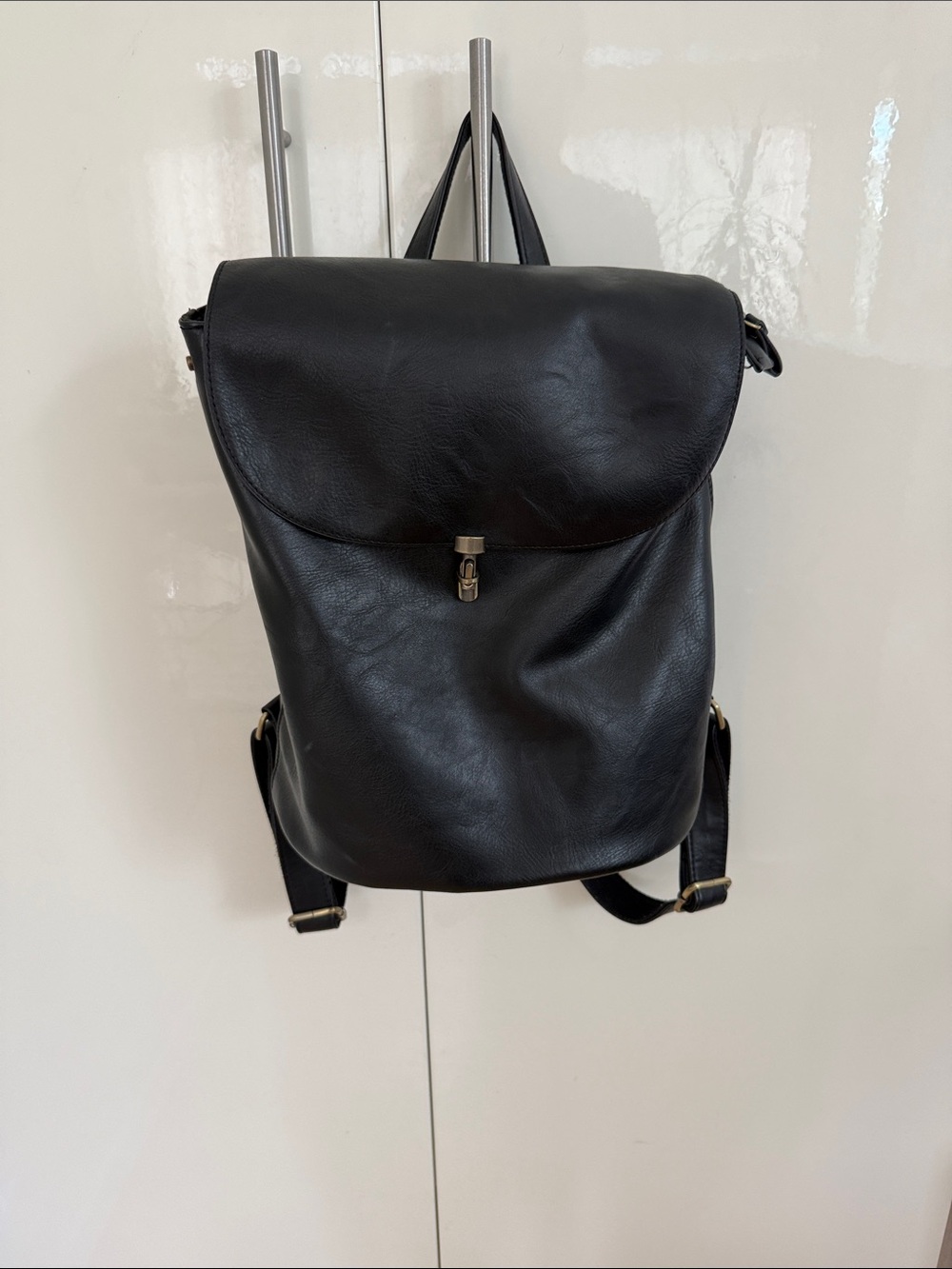 Black Vegan Leather Backpack - Sleek Everyday Carry
